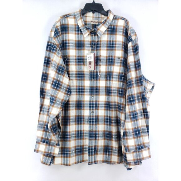 RedHead Mens 5XL Ozark Mountain Plaid Flannel Shirt Long-Sleeve Comfortable Fit - Picture 1 of 8